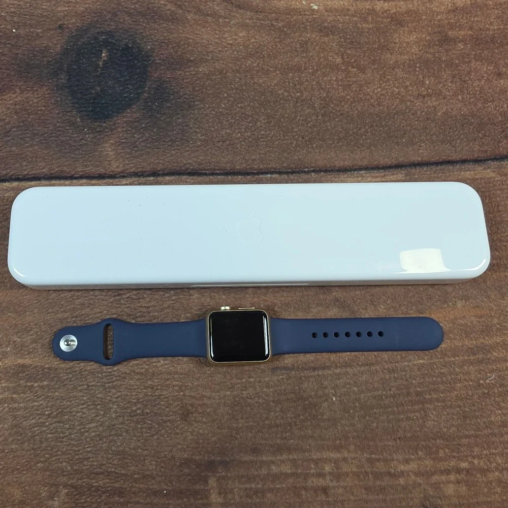 Apple Watch Sport 1st Gen 38mm Gold Aluminum Midnight Blue Excellent 7000 Series